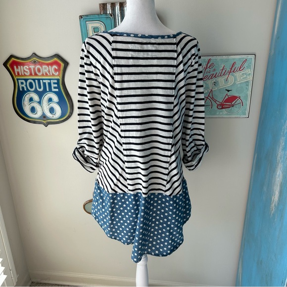 Anthropologie Postmark Fairley Striped Polka Dot Tunic Top - Picture 2 of 10